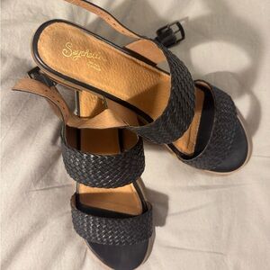 Seychelles Black Woven Sandals